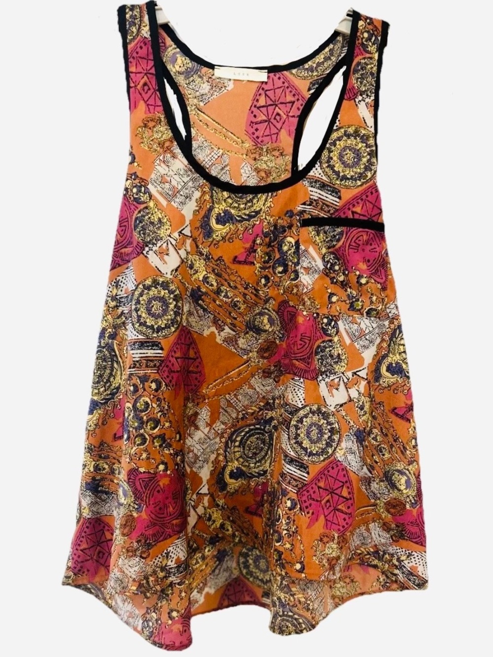 Lush Boho Scarf Medallion Print Racerback Swing Tank Top M